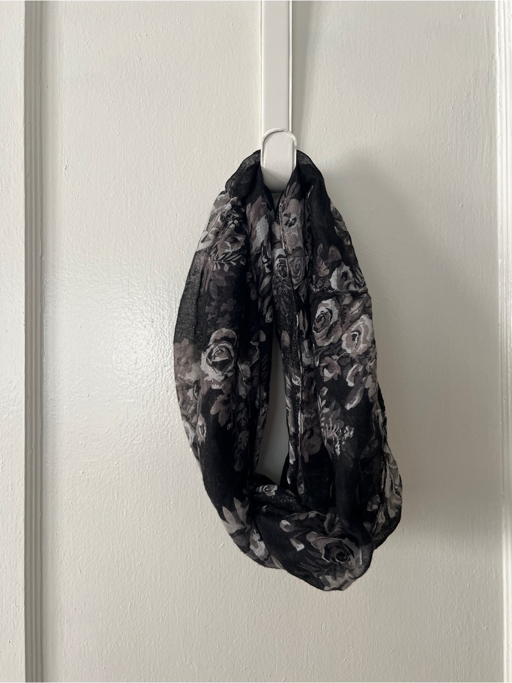 Black Floral Infinity Scarf - Women Accessories